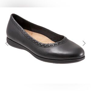 New Trotters Dixie Women’s Black Leather Ballet Flats Shoes, Black, Size 11